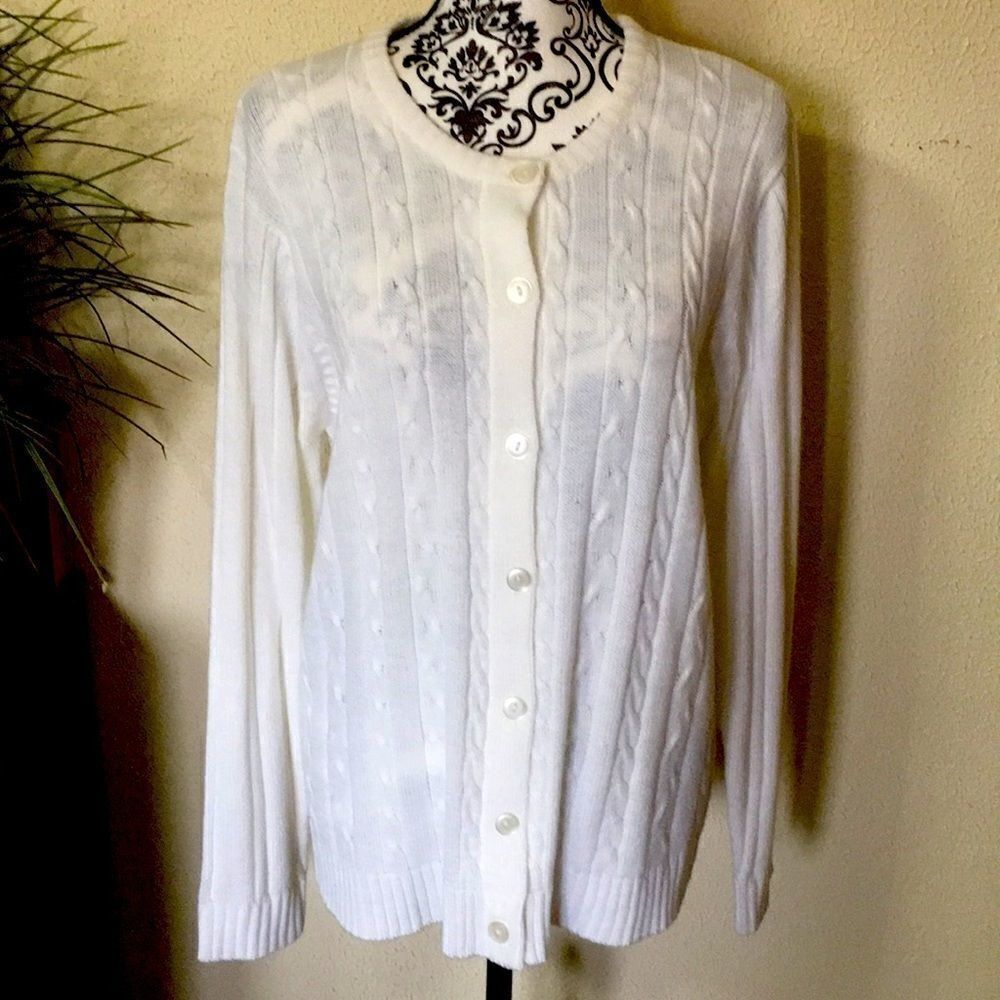 Soft White Like New Cardigan Sweater L